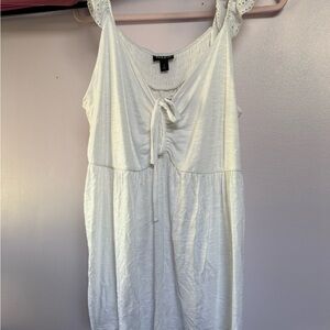 White Sleeveless Tank with Lace Straps